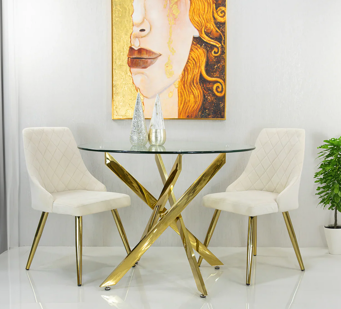 Round Glass Star Table (Gold)
