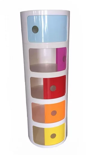 Kids Organizer Round Cabinet- 5 Bins- Multicolor