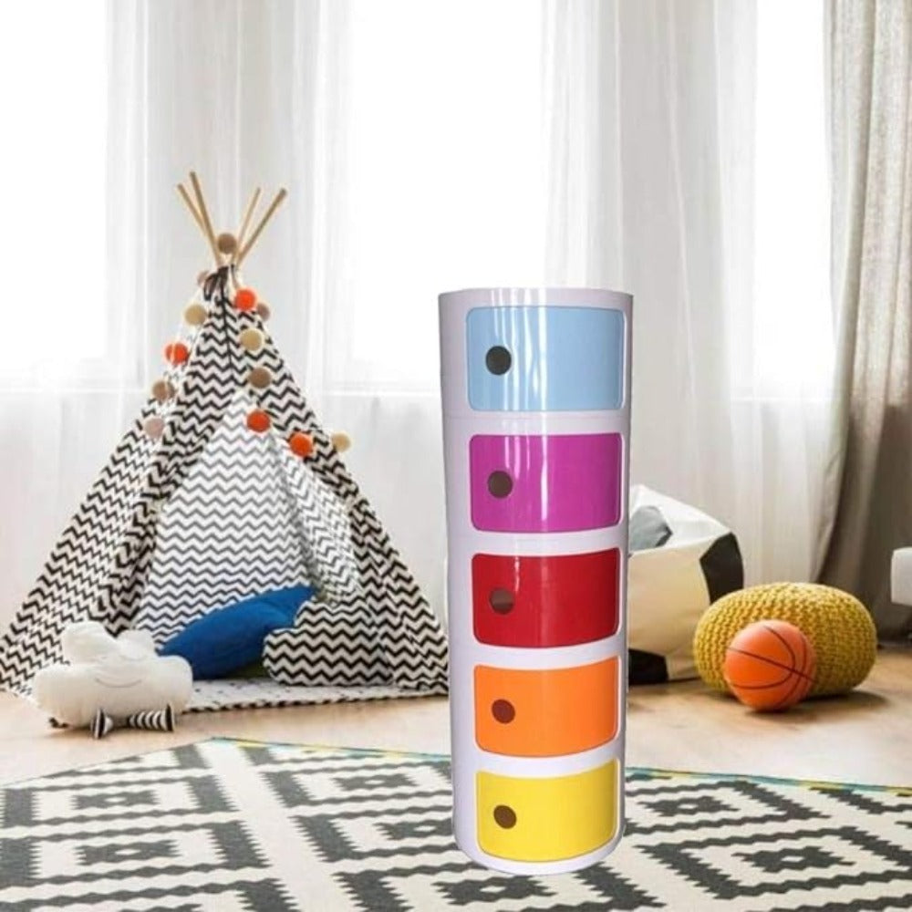 Kids Organizer Round Cabinet- 5 Bins- Multicolor