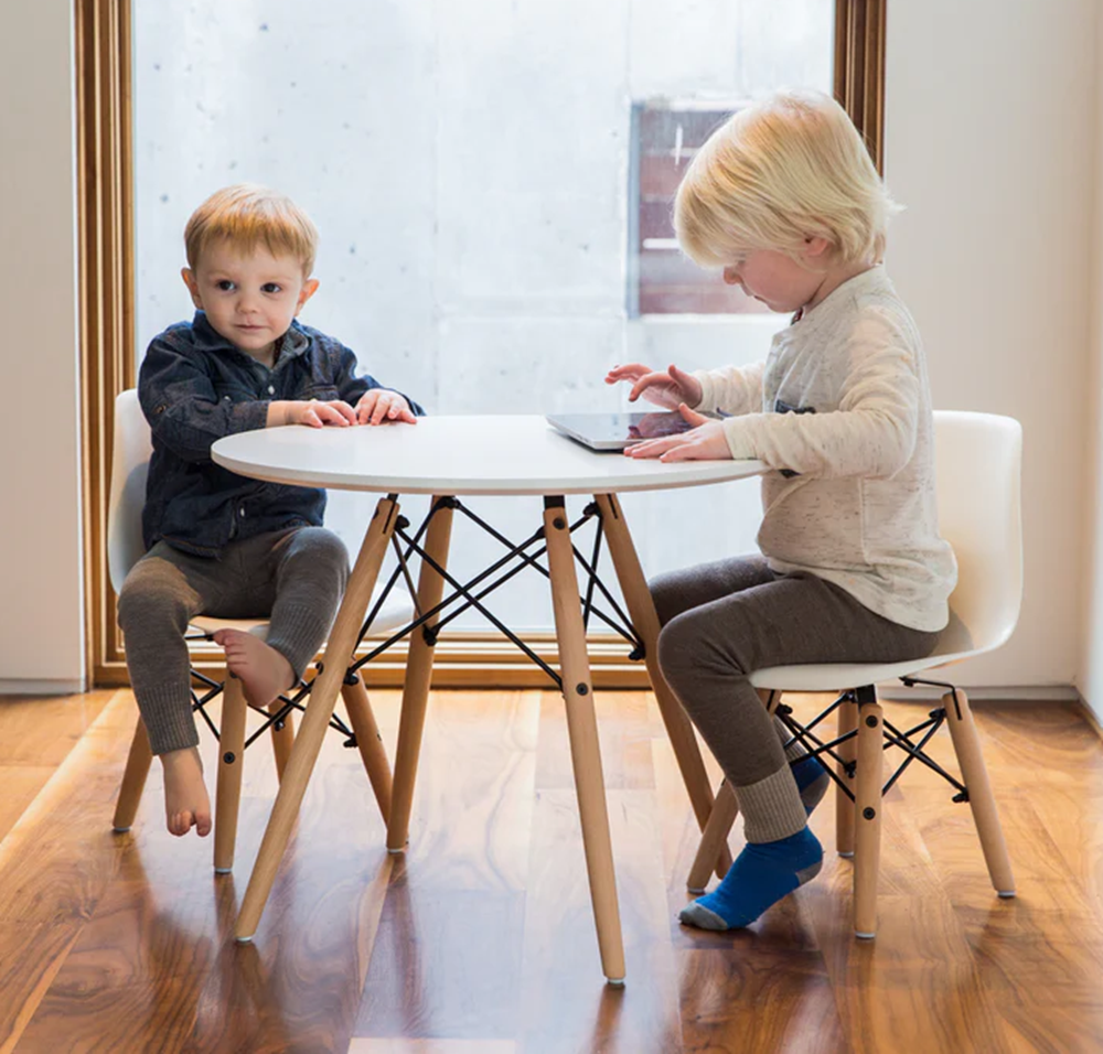 Wood Eiffel Kid Set - 1 Table with 2 Chairs