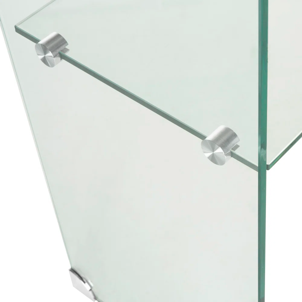 WATERFALL GLASS CONSOLE WITH TOP SHELF