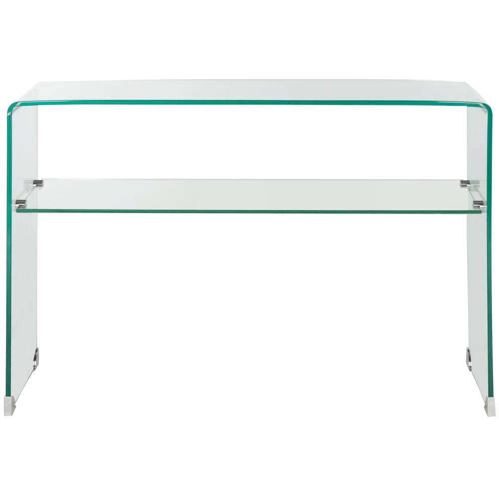 WATERFALL GLASS CONSOLE WITH TOP SHELF