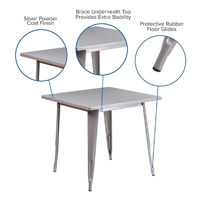 Angeleca Commercial Square Metal Indoor-Outdoor Table
