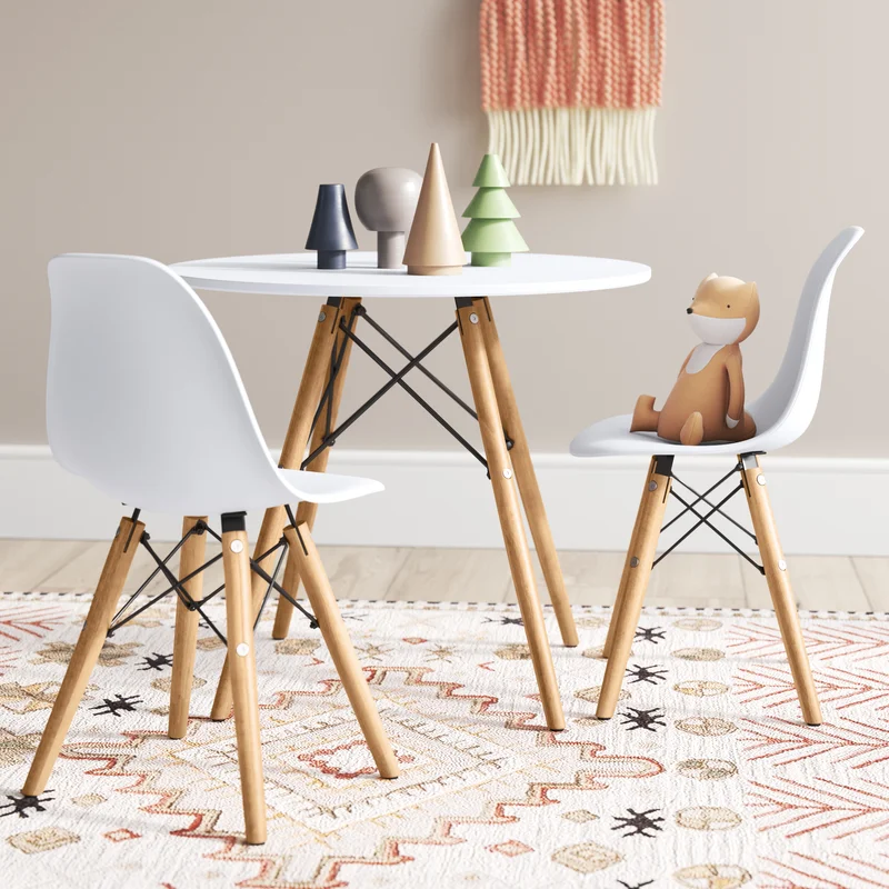 Wood Eiffel Kid Set 1 Table with 2 Chairs