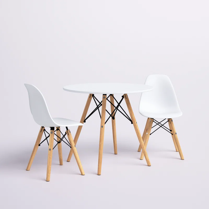 Wood Eiffel Kid Set - 1 Table with 2 Chairs