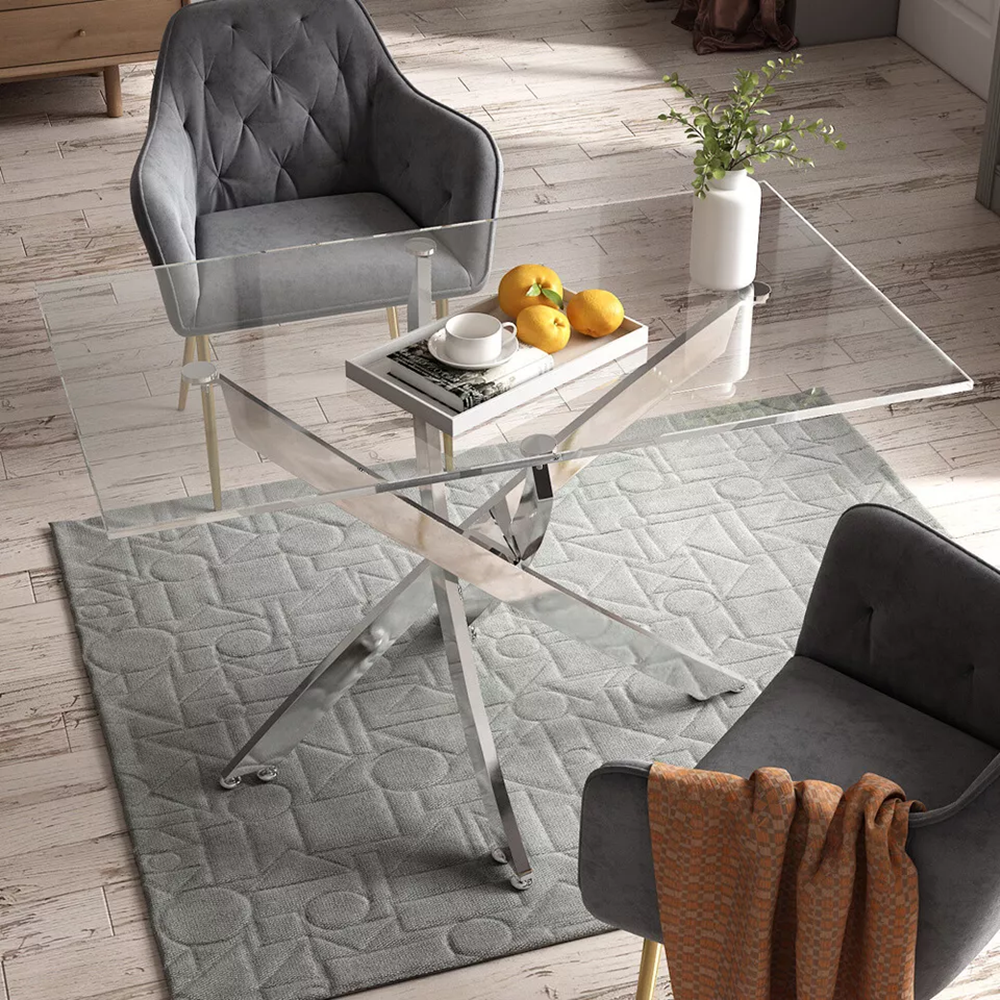 Rectangle Glass Star Table