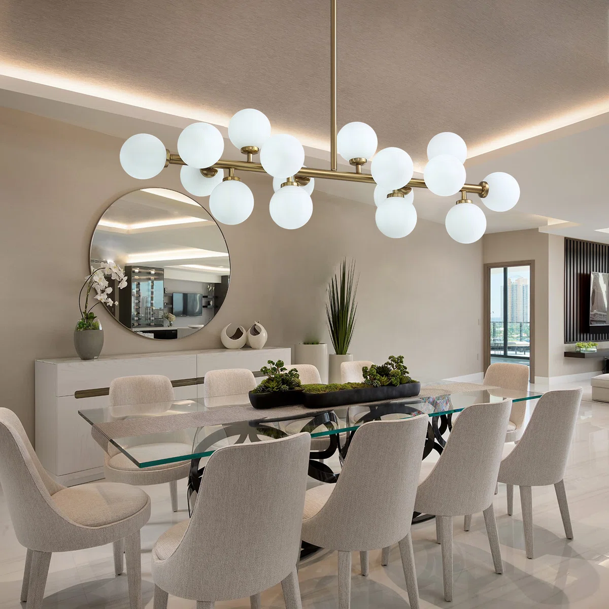 Sweden Chandelier 16 - Light Dimmable Bubble Glass Sputnik Modern Linear Chandelier